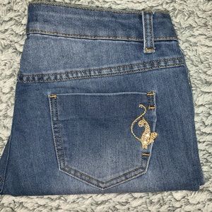 Phat Fashion Silver Label Capris W/ Jeweled Button